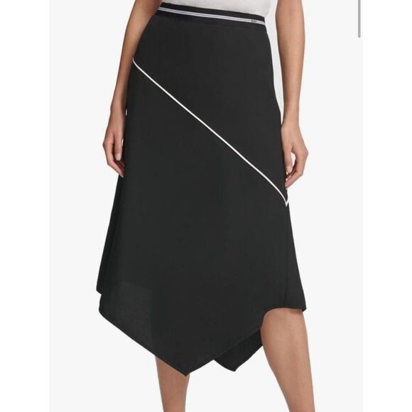 DKNY Women Black Asymmetrical Hem Skirt Size M - Picture 1 of 10